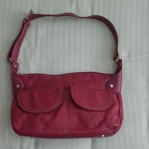 Elegant Red Leather Shoulder Bag